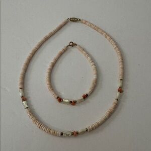 Vintage 70’s -80’s Puka Shell beaded Pink & Coral beads